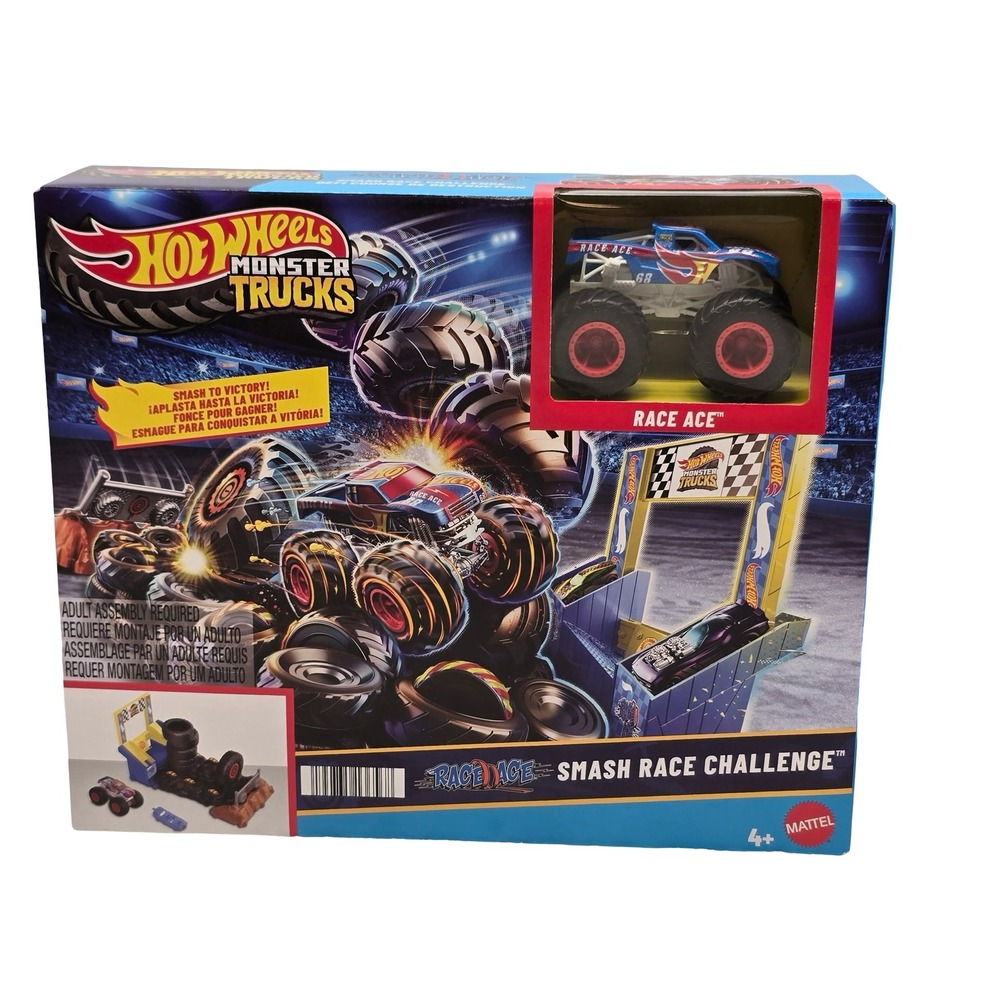 Hot‎ Wheels Monster Trucks Smash Race Challenge Playset Race Ace Truck